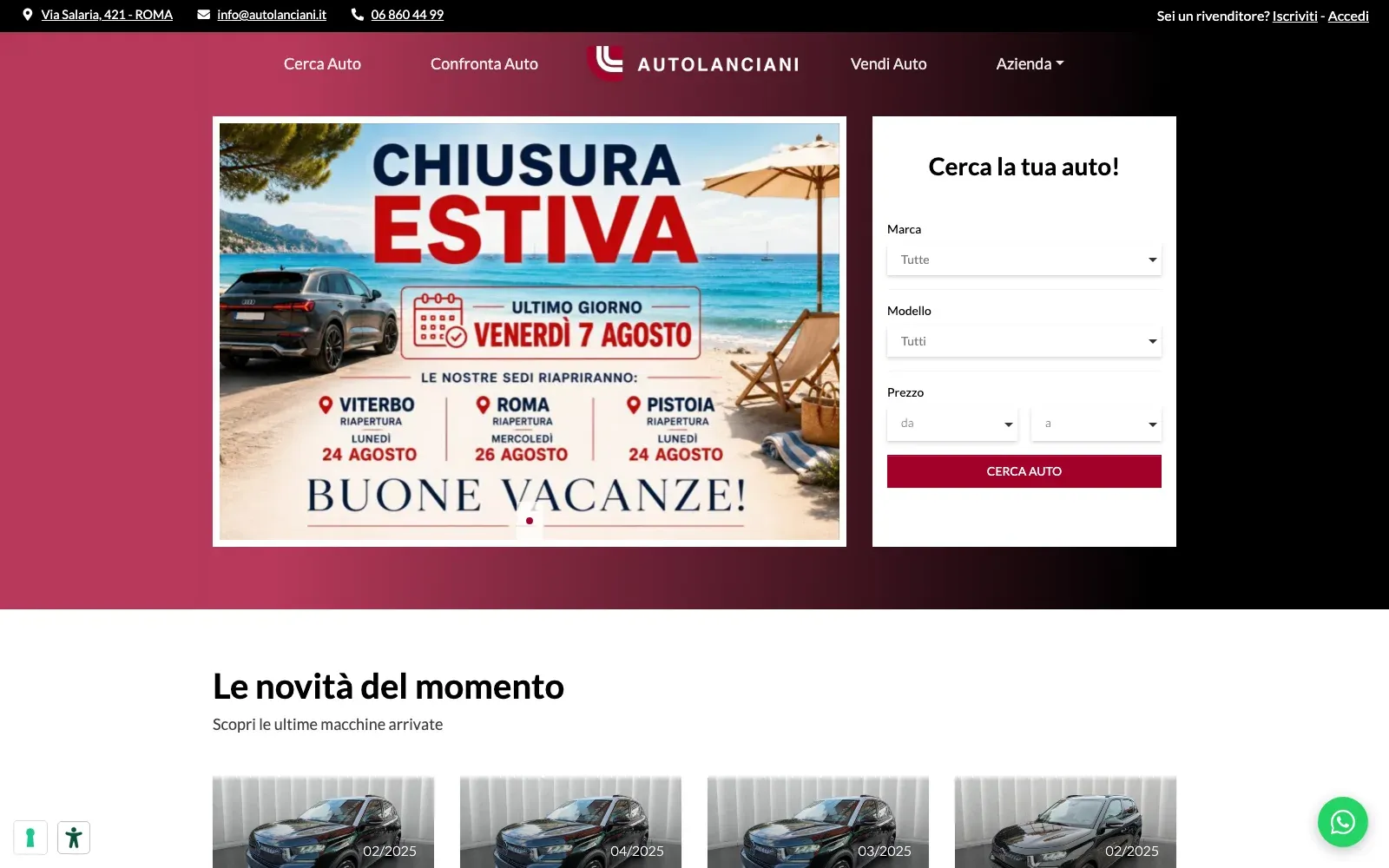 Screenshot of the Autolanciani website