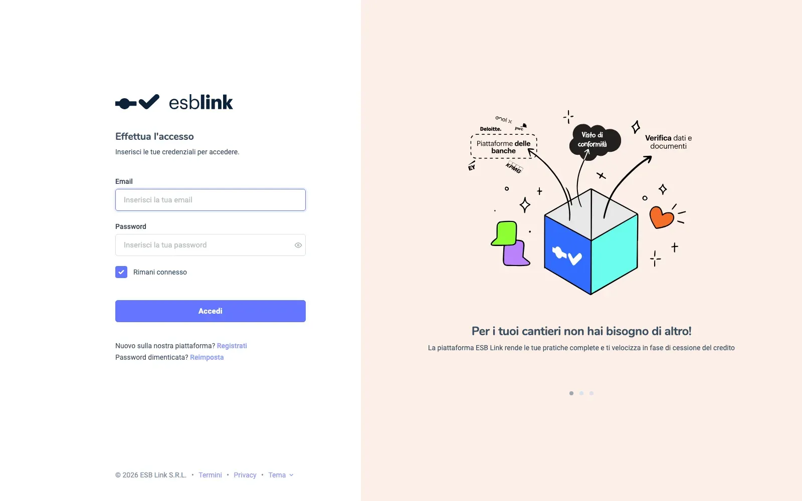 Screenshot of the ESB Link website