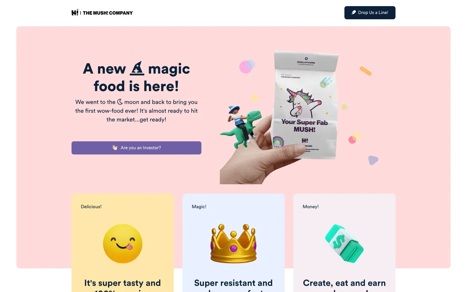 Screenshot of the The Mush! Company website